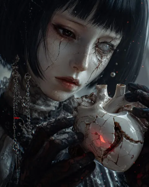 Porcelain Doll Cracked Heart