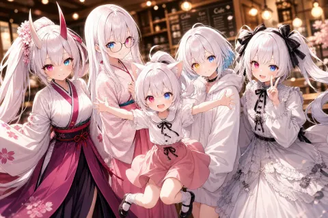 Anime Girls Cafe Group Portrait