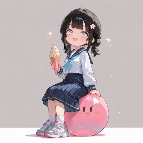 Anime Girl Sitting on Pink Slime