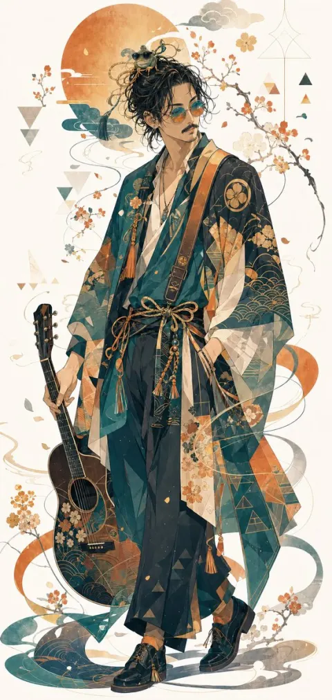 Anime Kimono Streetwear Guitar Fashion
