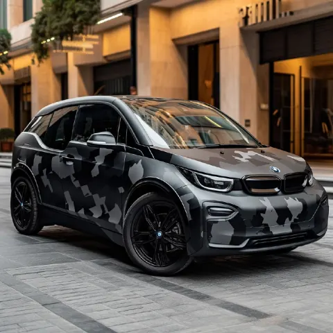 BMW i3 in Black Camo Wrap Concept Render