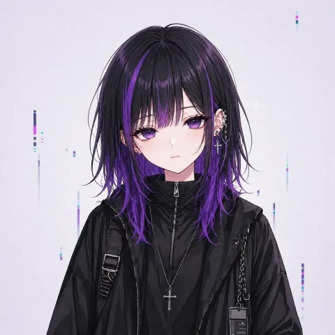 Purple Goth Icon Glitch Portrait