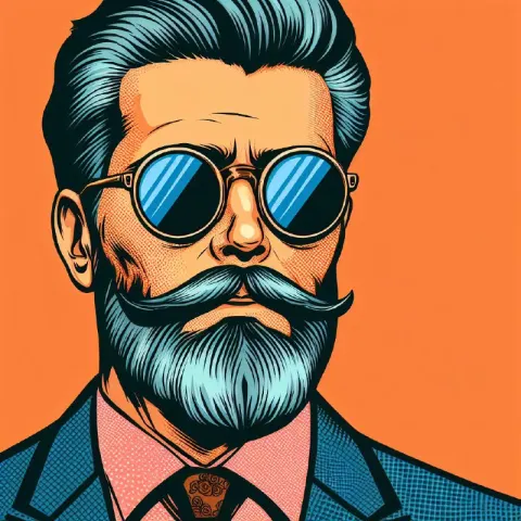 Groovy Pop Art Portrait of Old-Fashioned Man