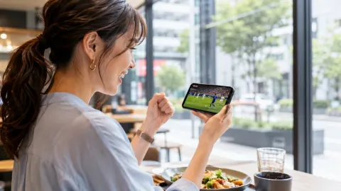 Commuter Watching Soccer Thrilled