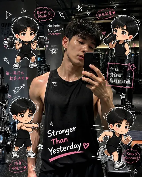 Fitness Girl Chibi Scrapbook Art