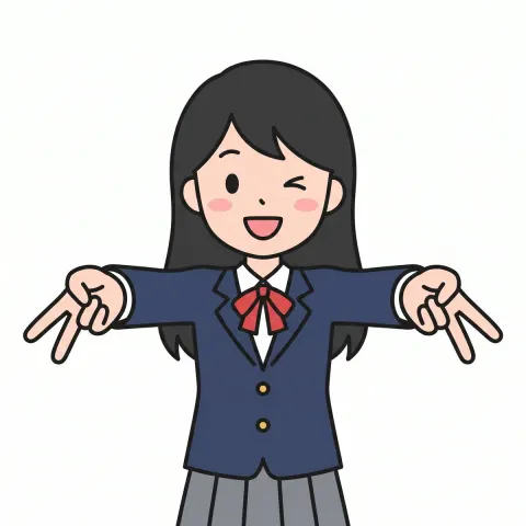Cute Japanese Schoolgirl Vector Illustration