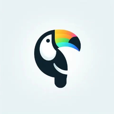 Minimalist Rainbow Toucan Logo in Scandinavian Style