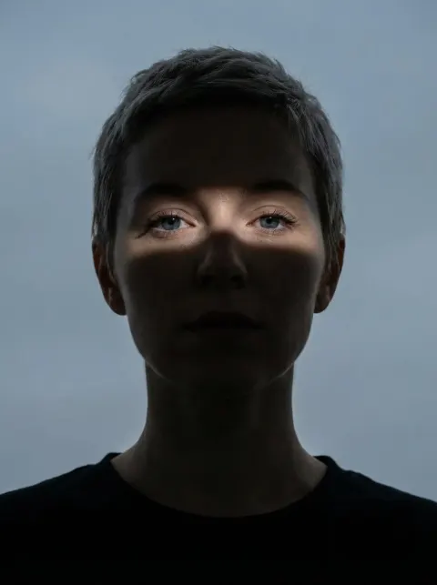 Cinematic Shadow Portrait Close Up