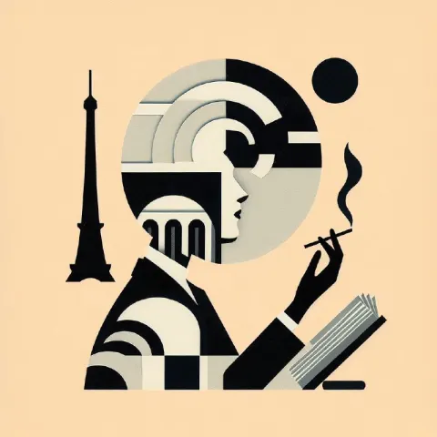 Surreal 1920s Paris Author Collage With Eiffel Tower