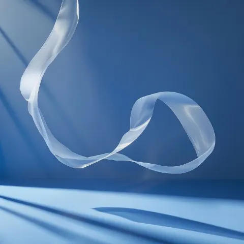 Minimalist Blue Decor With Flying White Ribbon