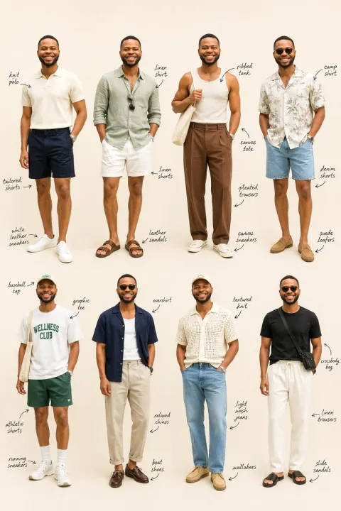 Men's Summer Fashion Lookbook Grid