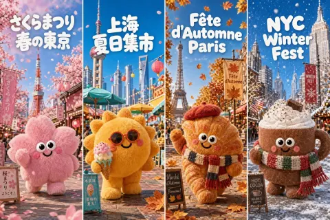 Four Seasons Cute Festival Mascots