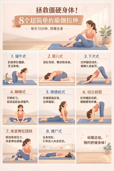 Eight Easy Yoga Stretches Guide