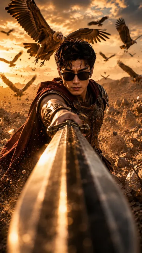 Warrior Spear Selfie at Sunset