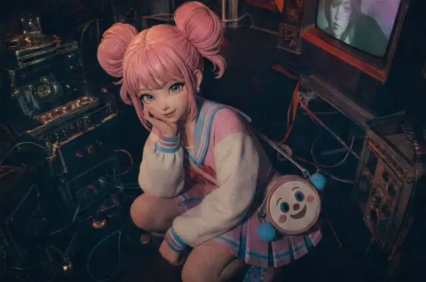 Retro Electronics Room Girl