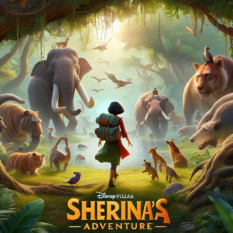 Sherinas Adventure Pixar Style Jungle Exploration Poster