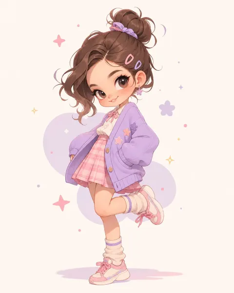 Pastel Anime Girl Fashion Illustration