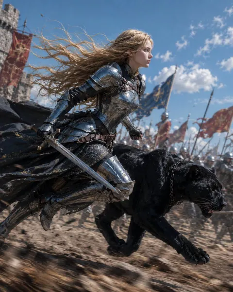 Knight and Panther Battle Charge