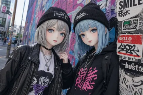 Anime Street Fashion Graffiti Portrait
