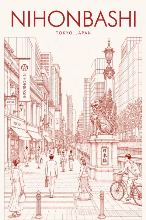 Vintage Nihonbashi Tokyo Travel Poster