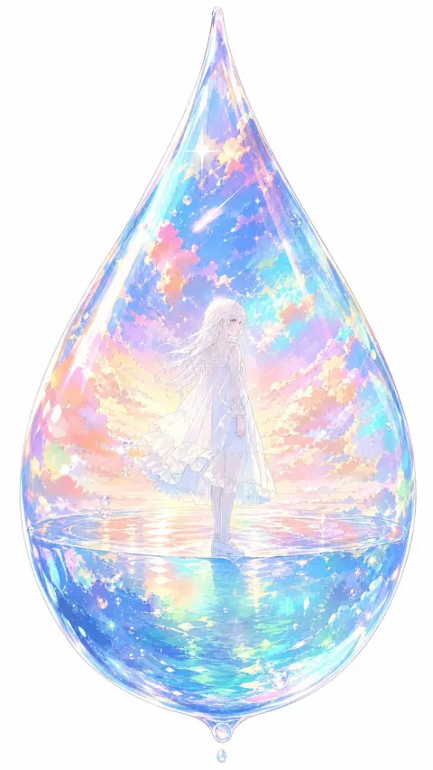 Ethereal Anime Girl Inside Teardrop