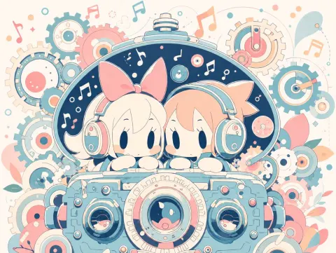 Chibi Twins Retro Camera Dream