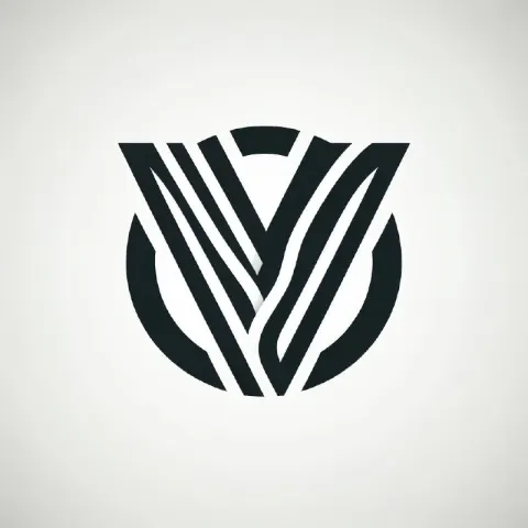 Letter V Serif Lettermark Logo on White Background