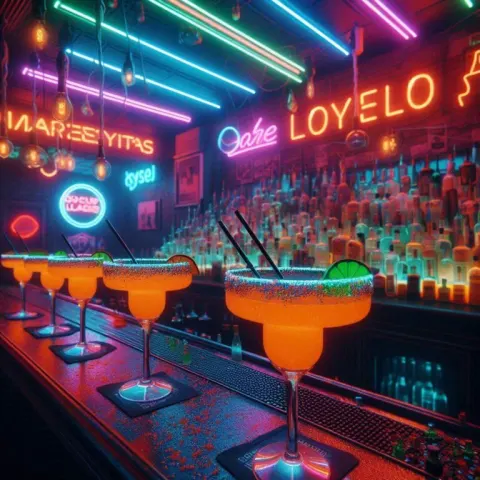 Neon Lit Bar with Margarita Glow