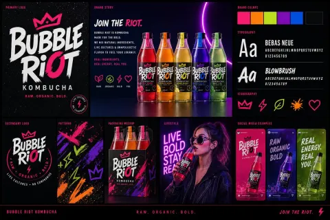 Modern Kombucha Brand Identity Board