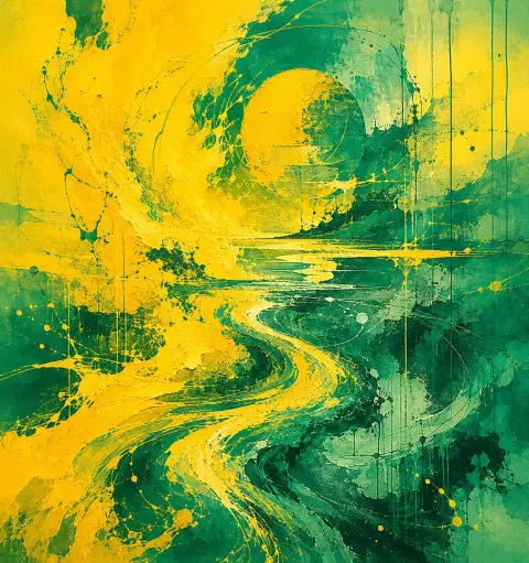 Turbulent Golden River Abstract