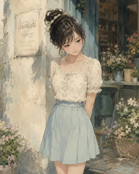 Romantic French Flower Shop Girl