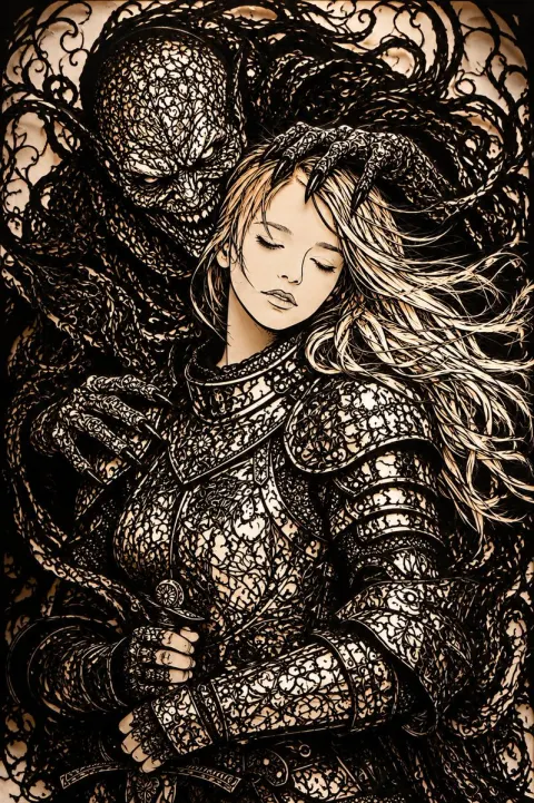 Dark Fantasy Papercut Knight Art