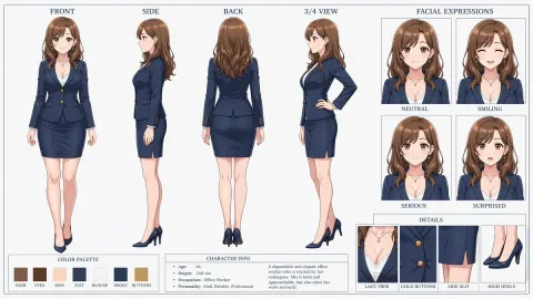 Anime Office Lady Character Sheet