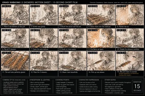 Unagi Kabayaki Storyboard Motion Sheet
