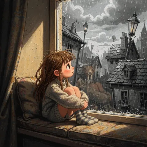 Rainy Attic Window Reverie