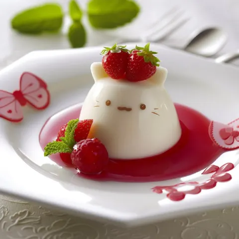 Hello Kitty Panna Cotta and Cute Googly-Eyed Pancake