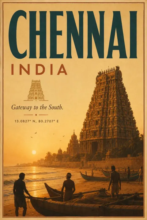 Chennai Vintage Travel Poster