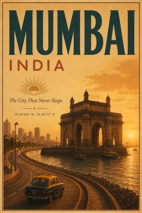 Mumbai Vintage Art Deco Poster