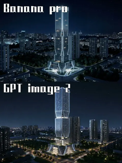 Futuristic Skyscraper Night Comparison
