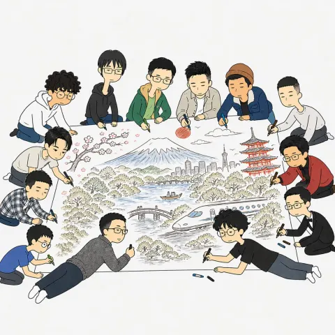 Collaborative Japan Travel Illustration