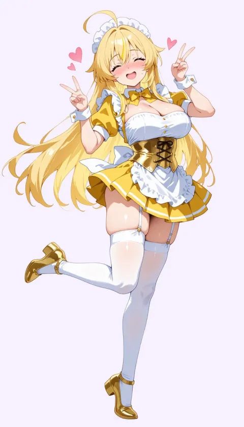 Blonde Maid Idol Full-Body Art