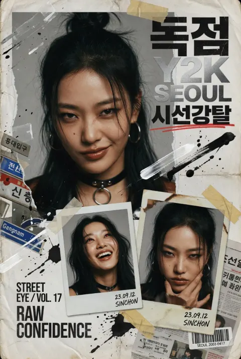 Y2K Korean Street Editorial Collage Poster