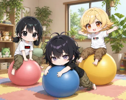 Cute Chibi Kids Playing Indoors