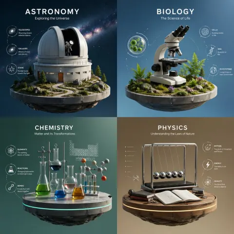 Four-Panel Science Educational Poster