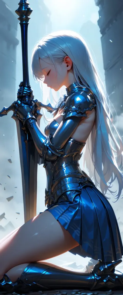 Kneeling Female Knight With Greatsword