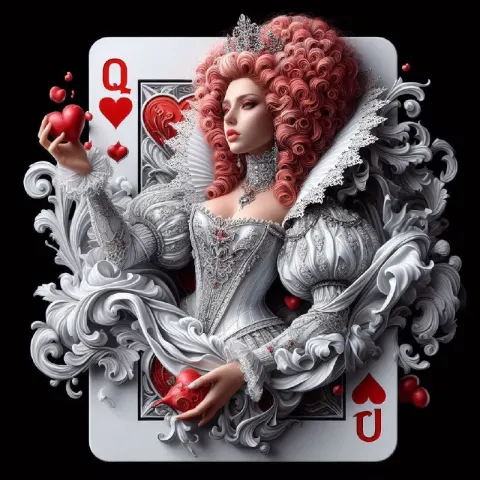 Queen of Hearts Bursting Through Playing Card 3D Art