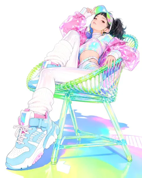 Y2K Anime Fashion Neon Chair