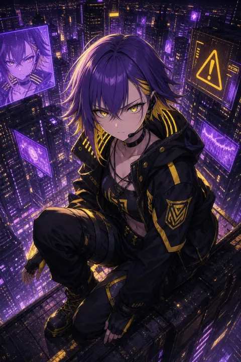 Cyberpunk Rooftop Rebel Vigil
