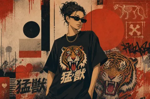 Tiger Streetwear Grunge Poster