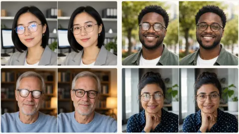 Eyeglasses Glare Removal Showcase